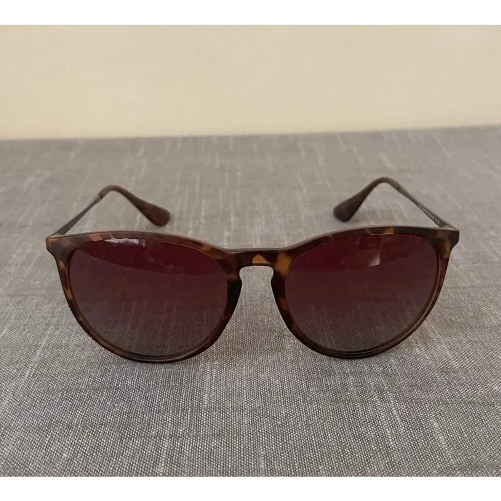 Womens Polarized Brown Tortoise Shell  Round Sunglasses
